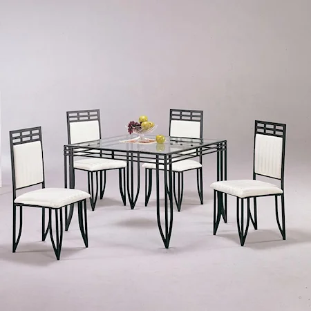 Contemporary 5-Piece Table and Chair Set W/ Glass Top
